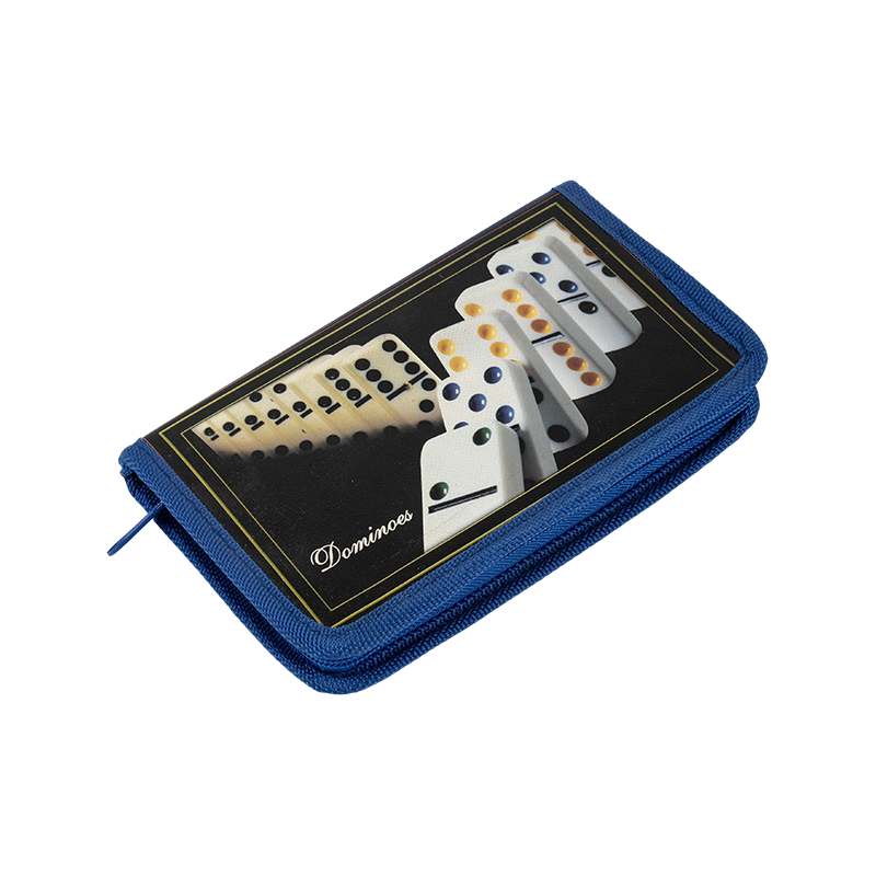 Przenośne podwójne sześć domino w obudowie Blue Canvas
