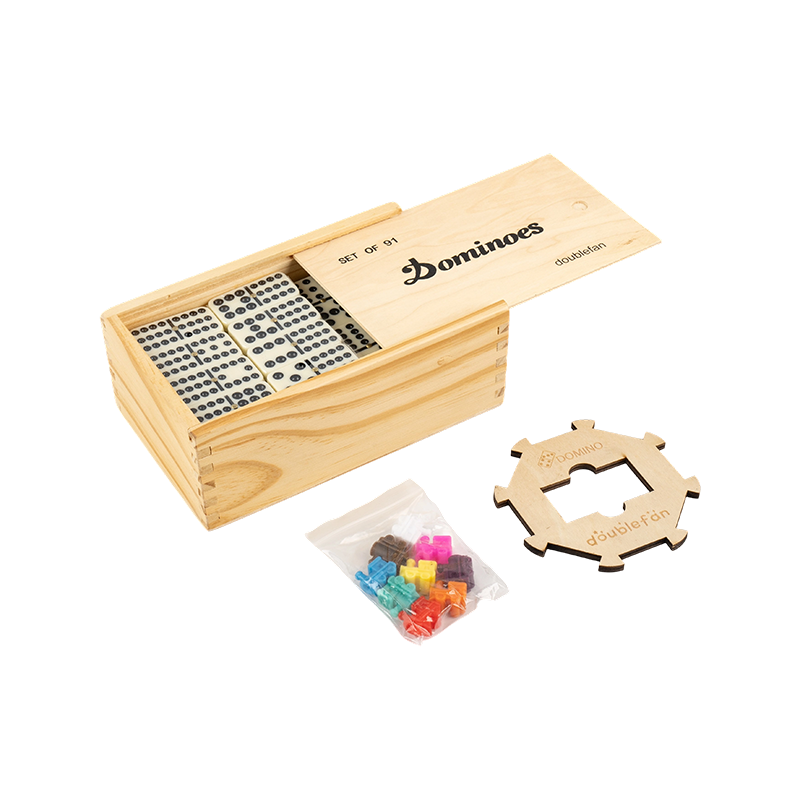 Naturalne drewniane pudełko podwójnie dwanaście domino