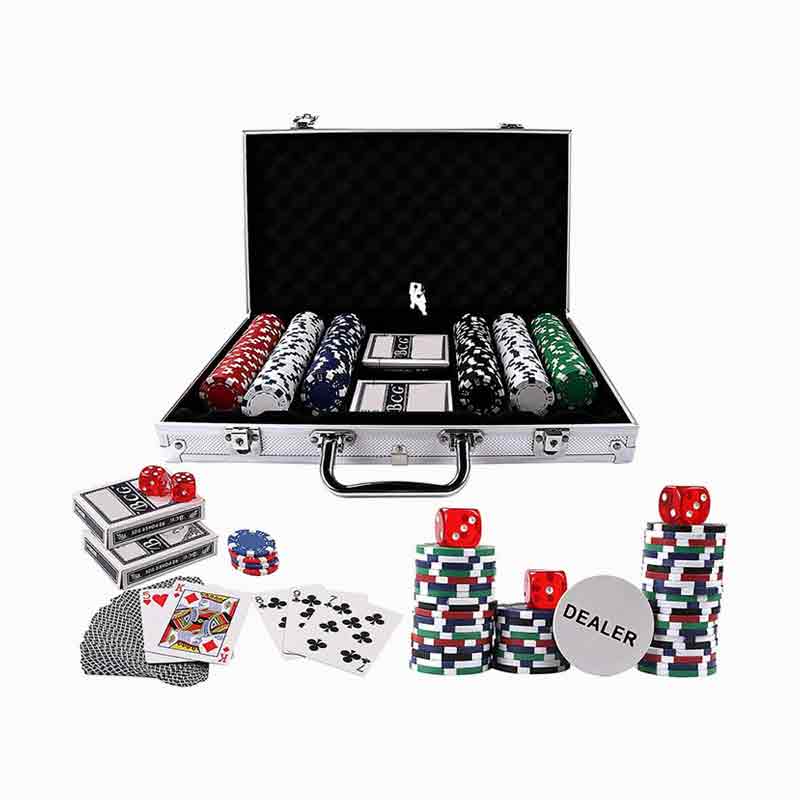 300psc Texas Hold'em Poker Chips ustawiony w aluminium